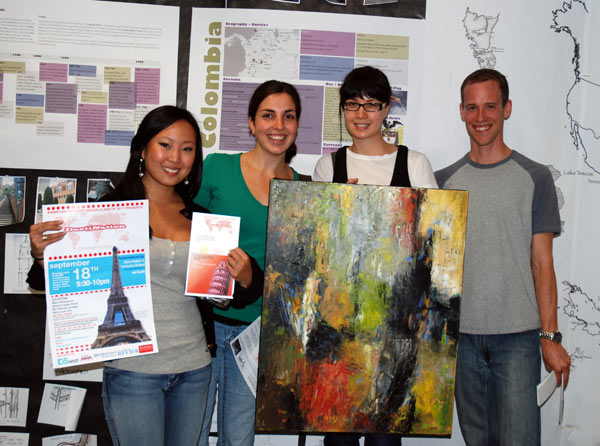 web_group1 (From left to right) Third-year Interior Design students Whitney Chow, Anni Mergeran, Beatrice Muschol and Lucas Nightingale show off their advertising and an oil painting that will be featured as part of their silent auction at IDSwest.