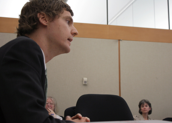 eby11 David Eby, executive director of the B.C. Civil Liberties Association addresses the Vancouver Public Library board at their meeting on Sept. 24. Eby told the board that the topic might make them squeamish, but allowing Exit International to hold a workshop on suicide at the central branch on Nov.3 isn't illegal. (Justin Langille photo)