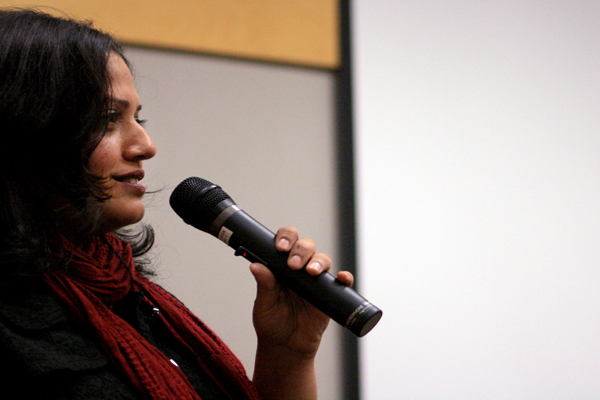baljit2 Filmmaker Baljit Sangra introduces her film Wild Boyz to the crowd. “ We can’t deny it anymore,†Sangra said about the problem of youth gang involvement in the South Asian community. “The only way you’re going to make changes is by talking about it.â€