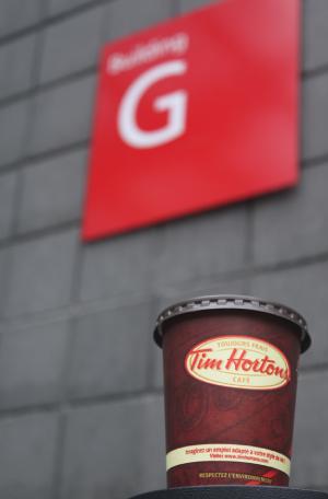 Tim Hortons at G Building. The Surrey campus G Building will have a Tim Horton's built in room 1105 by the entrance from the courtyard. (Jacob Zinn photo)