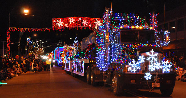 Santa's Parade of Lights 2009 A decorated semi tractor-trailer entertains a crowd of thousands during Cloverdale's annual Santa's Parade of Lights. (Photo submitted by Cloverdale Business Improvement Association)
