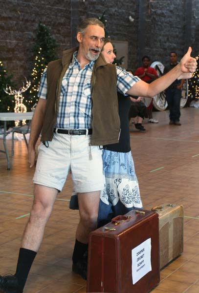 panto3 Frauliene Kibbles, played by Shara Nixon, and Herr Bitz, played by Michael Charrois, express satisfaction over their arrival in Nottingham. (Photo by Katie Lawrence)