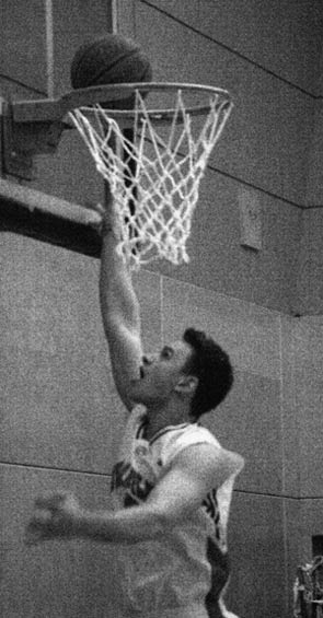 mensbb2 Brenden Graham of the Eagles dunks against Vancouver Island University in the mens basketball game being played now at the Surrey campus. (Katie Lawrence photo)